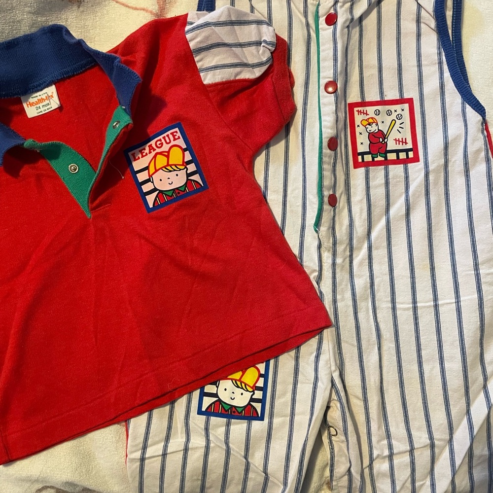 Vintage Healthtex Baby Outfit Set - Baseball Theme - Rare 90s Style